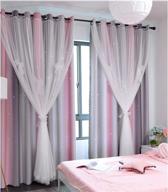 🌈 yancorp 63 inch room darkening pink rainbow curtains for girls bedroom kids room ombre window panels living room - blackout pink grey, w52 x l63 logo