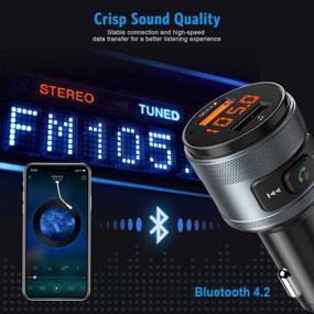 img 2 attached to 🚗 (Upgraded) Bluetooth FM Car Transmitter, Wireless Radio Adapter Kit, MP3 Music Player, Dual USB Ports, QC3.0 Quick Charging, Hands-Free Calling, USB Flash Drive Support