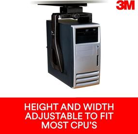 img 3 attached to 🖥️ 3M Under-Desk Computer Tower CPU Holder: Adjustable Width and Height, Swivels 360⁰, Supports up to 50 lbs, Steel Construction - Black (CS200MB)