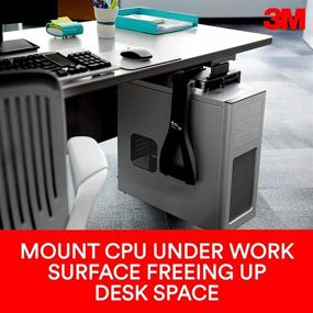 img 1 attached to 🖥️ 3M Under-Desk Computer Tower CPU Holder: Adjustable Width and Height, Swivels 360⁰, Supports up to 50 lbs, Steel Construction - Black (CS200MB)