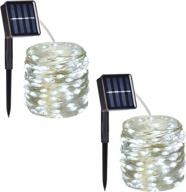 solar string lights outdoor solar fairy lights outdoor waterproof 8 modes fairy lights for bedroom party christmas dancing outdoor homes (2-pack logo