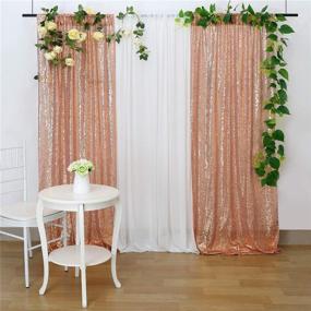 img 1 attached to 📸 Juya Delight 2ft x 8ft Set of 2 Rose Gold Sequin Photography Backdrop Curtains for Party, Banquet, Festival, Wedding, Anniversary, Exhibition