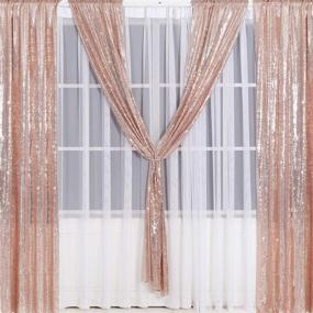 img 2 attached to 📸 Juya Delight 2ft x 8ft Set of 2 Rose Gold Sequin Photography Backdrop Curtains for Party, Banquet, Festival, Wedding, Anniversary, Exhibition