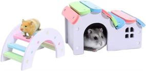 img 4 attached to 🏡 DIY Wooden Hideout for Dwarf Hamsters, Gerbils, Mice, Sugar Gliders, and Syrian Hamsters - Cage Accessories, Exercise Bridge, Climbing Toys, Small Animal Hideaway