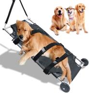 foldable stainless steel big dog stretcher: noiseless rubber wheel pet transport trolley logo