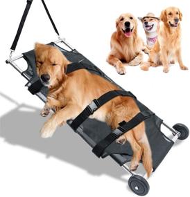 img 4 attached to Foldable Stainless Steel Big Dog Stretcher: Noiseless Rubber Wheel Pet Transport Trolley