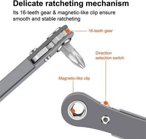img 2 attached to 🔧 Набор "MulWark" - мини-головка с рычагом на 11 штук 1/4 дюйма для работы в труднодоступных местах: высокий крутящий момент, низкий профиль, угол наклона 90 градусов, рукоятка с обратным приводом и набор многоугольных бит.