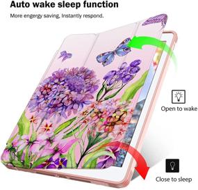 img 1 attached to ZHK iPad Case for iPad 9th/8th/7th Gen & iPad 10.2 2021/2020/2019 🌸 - Slim Trifold Stand, Full-Body Protection, Pencil Holder, Auto Sleep/Wake - Flower Design