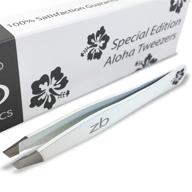 🌺 zizzili basics tweezers - special edition aloha slant tip tweezer - premium precision tool for eyebrow and facial hair removal - ideal gift! logo