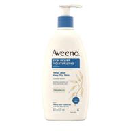 aveeno skin relief fragrance-free moisturizing lotion for sensitive skin - natural shea butter & triple oat complex - unscented therapeutic body lotion for itchy, extra-dry skin - 18 fl. oz logo