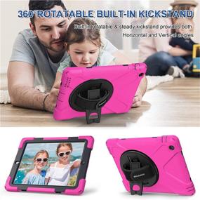 img 1 attached to 🌹 Rose Red Three Layer Full Body Protective Kids Case with Rotatable Kickstand / Hand Strap and Shoulder Strap for iPad 2/3/4 - Compatible with BRAECNstock iPad 2 Case iPad 3 Case iPad 4 Case 9.7 Inch