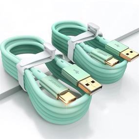 img 4 attached to 🔋 2-Pack of 4ft+4ft USB C Cables for Fast Charging - Liquid Silicone Type C Cord Compatible with Samsung Galaxy, Google Pixel, LG, Nintendo Switch, iPad Pro and More (Green)