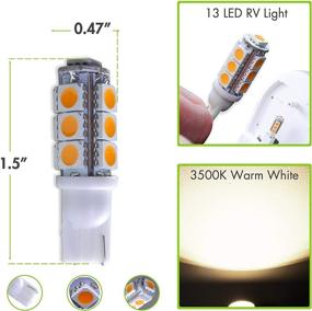 img 2 attached to 💡 10 Пакет Т10 921 194 C921 13-5050 SMD Светодиодная лампа на клиновой подставке - Сверхяркий теплый белый постоянный ток 10-30В (Теплый белый 3000 K, Пакет из 10)