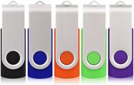 32gb usb 2.0 swivel thumb drives - 5 pack bulk memory stick for data storage, mixed color logo