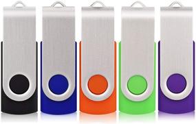 img 4 attached to 32GB USB 2.0 Swivel Thumb Drives - 5 Pack Bulk Memory Stick for Data Storage, Mixed Color