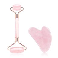 🌸 rose quartz jade roller and gua sha set: effective face massager for relaxing and rejuvenating skin, reducing fine lines and wrinkles logo