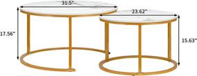 img 3 attached to 🌼 HollyHOME Modern Round Nesting Side Table Set of 2 with Metal Frame, Wood Coffee and Snack End Table, Accent Tea Table for Living Room, (D) 31.5" x(H) 17.72", (D) 23.62" x(H) 15.75", Golden