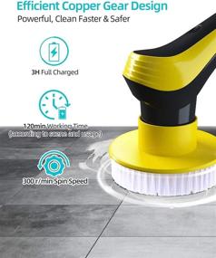 img 1 attached to 🧽 Electric Spin Scrubber: Cordless Bathtub Scrubber with Adjustable Extension Handle, Magnetic Design, 10 Replaceable Brush Heads - Power Cleaner for Floor, Wall, Tile