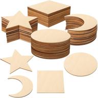 versatile unfinished wood pieces: 4 x 4 inch blank cutouts for diy art crafts - door hangers, coasters, and more! (set of 60) logo