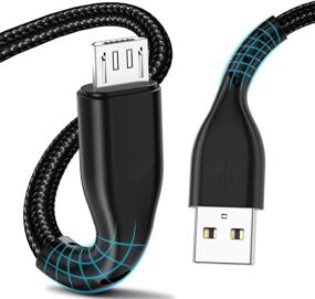 img 4 attached to 6Ft 3 Pack Micro USB Cable - Durable Premium Nylon Braided Fast Charger Cord for Samsung Galaxy S7 S6 S5, Note 5 - 6 Foot Android Phone Charger (Black)