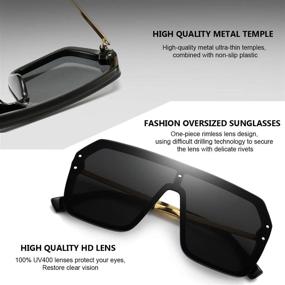 img 1 attached to 😎 Stay Fashionable with Trendy Rimless Shield Oversized Sunglasses