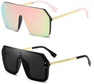 ๐ stay fashionable with trendy rimless shield oversized sunglasses logo