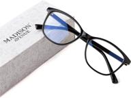 👓 madison avenue blue light blocking glasses for women - anti eyestrain, uv glare, and blue light protection for tv, phone, computer, gaming - stylish black eyeglasses logo