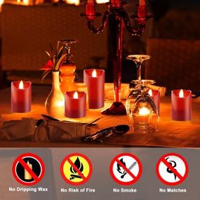 img 1 attached to Flameless LED Candles - 7-Inch Burgundy Color - Real Wax, Flickering Motion - Remote Control, 24-Hour Timer - Battery Operated (2 AA)