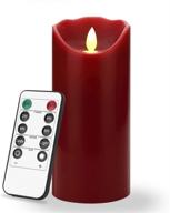 flameless led candles - 7-inch burgundy color - real wax, flickering motion - remote control, 24-hour timer - battery operated (2 aa) логотип