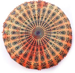 img 2 attached to Vibrant Orange Tie Dye Mandala Floor Pillow Cover - Bohemian Decor for Living Room, Meditation & Picnic