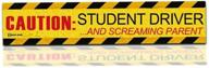 🚗 zento deals 'caution student driver and screaming parent car magnet - funny new driver flexible magnet 12' x 3' (1 pack) logo