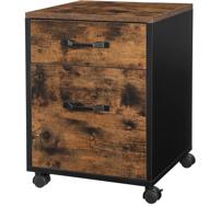 🗄️ vasagle industrial file cabinet - 2 drawer filing cabinet with wheels - a4/letter sized document storage - rustic brown and black - office furniture - uofc042b01v1 logo