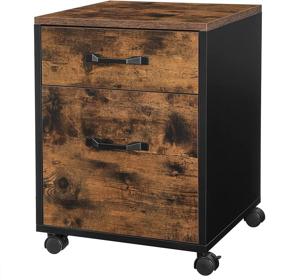 img 4 attached to 🗄️ VASAGLE Industrial File Cabinet - 2 Drawer Filing Cabinet with Wheels - A4/Letter Sized Document Storage - Rustic Brown and Black - Office Furniture - UOFC042B01V1