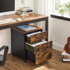 img 3 attached to 🗄️ VASAGLE Industrial File Cabinet - 2 Drawer Filing Cabinet with Wheels - A4/Letter Sized Document Storage - Rustic Brown and Black - Office Furniture - UOFC042B01V1