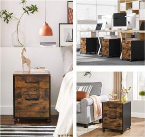 img 2 attached to 🗄️ VASAGLE Industrial File Cabinet - 2 Drawer Filing Cabinet with Wheels - A4/Letter Sized Document Storage - Rustic Brown and Black - Office Furniture - UOFC042B01V1