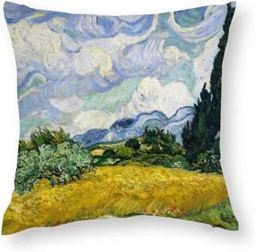 img 1 attached to 🖼️ HOSTECCO Vincent Van Gogh Pillow Cases Set of 4 - Abstract Art Design Cushion Covers with Famous Painting Prints - Square Decorative Pillow Covers for Art Enthusiasts - 18 x 18 Inches