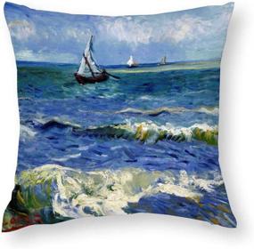 img 2 attached to 🖼️ HOSTECCO Vincent Van Gogh Pillow Cases Set of 4 - Abstract Art Design Cushion Covers with Famous Painting Prints - Square Decorative Pillow Covers for Art Enthusiasts - 18 x 18 Inches