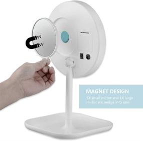 img 1 attached to 💄 Cutygirl 8 Inch LED Lighted Makeup Mirror with Touch Sensor Dimming, 360° Rotation and Dual Power - Vanity Mirror with Lights, Stand and Detachable Portable 5X Magnifying Mirror