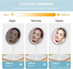 img 2 attached to 💄 Cutygirl 8 Inch LED Lighted Makeup Mirror with Touch Sensor Dimming, 360° Rotation and Dual Power - Vanity Mirror with Lights, Stand and Detachable Portable 5X Magnifying Mirror