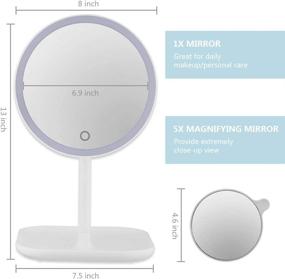 img 3 attached to 💄 Cutygirl 8 Inch LED Lighted Makeup Mirror with Touch Sensor Dimming, 360° Rotation and Dual Power - Vanity Mirror with Lights, Stand and Detachable Portable 5X Magnifying Mirror