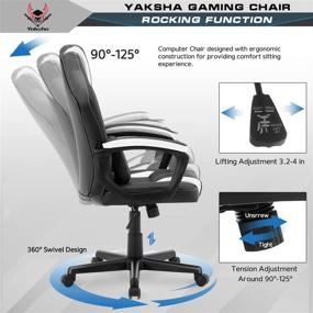 img 2 attached to 🎮 White Yaksha Gamer Chair: Ergonomic Computer Gaming Chair with Hearest, Massage Lumbar Pillow Support - Perfect Gaming Chairs for Teens and Adults