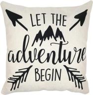 🏕️ arundeal let the adventure begin decorative throw pillow case cover, 18 x 18 inches, camping camper логотип