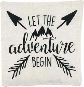 img 2 attached to 🏕️ Arundeal Let The Adventure Begin Decorative Throw Pillow Case Cover, 18 x 18 Inches, Camping Camper