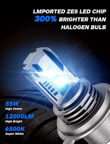 img 1 attached to 💡 Новые LED лампы для фар NOVSIGHT H4/9003/HB2, 12000 люмен 1:1 дизайн размера, наборы для замены фар, 6500K ксеноново-белый 55Вт, дальний/ближний свет, быстрая установка, замена галогенных ламп.