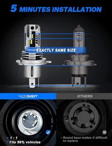 img 3 attached to 💡 Новые LED лампы для фар NOVSIGHT H4/9003/HB2, 12000 люмен 1:1 дизайн размера, наборы для замены фар, 6500K ксеноново-белый 55Вт, дальний/ближний свет, быстрая установка, замена галогенных ламп.