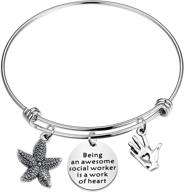 penqi master of social work graduation gift - social worker jewelry: being an 🌟 awesome social worker is a work of heart, starfish bracelet - ideal for volunteer social workers logo