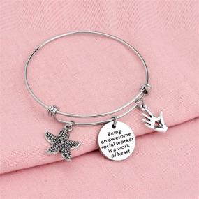 img 2 attached to Penqi Master of Social Work Graduation Gift - Social Worker Jewelry: Being an 🌟 Awesome Social Worker is a Work of Heart, Starfish Bracelet - Ideal for Volunteer Social Workers