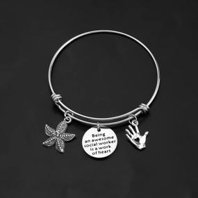 img 3 attached to Penqi Master of Social Work Graduation Gift - Social Worker Jewelry: Being an 🌟 Awesome Social Worker is a Work of Heart, Starfish Bracelet - Ideal for Volunteer Social Workers