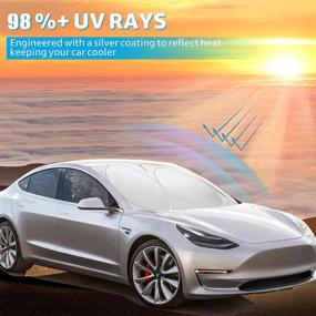 img 2 attached to Auto Rover Folding Windshield Sunshade for Tesla Model 3/Y - Custom Fit Sun Shade Cover, Tesla Accessories (2018-2021 Models)