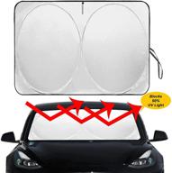 auto rover folding windshield sunshade for tesla model 3/y - custom fit sun shade cover, tesla accessories (2018-2021 models) logo